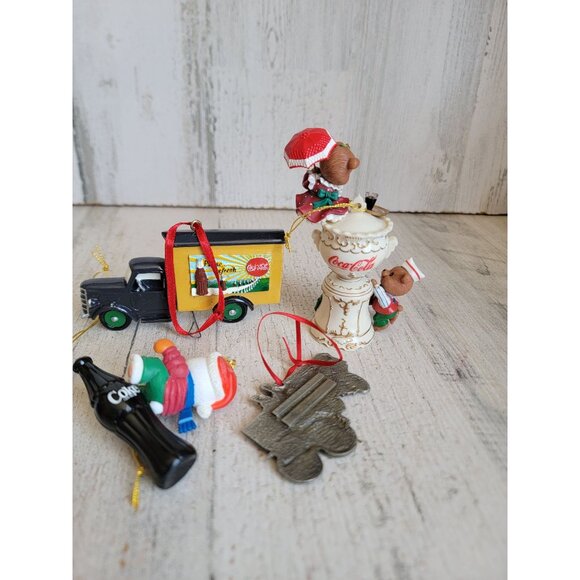 Coca-Cola AS IS bear variety ornament Xmas car wagon set Coke bottle - Picture 3 of 4